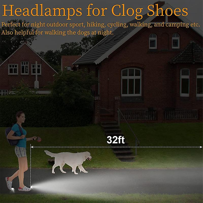 1 Pairs Mini Rechargeable Headlights For Croc Shoes Decoration Footlight Outdoor Sport Lighting Accessories Funny Gift