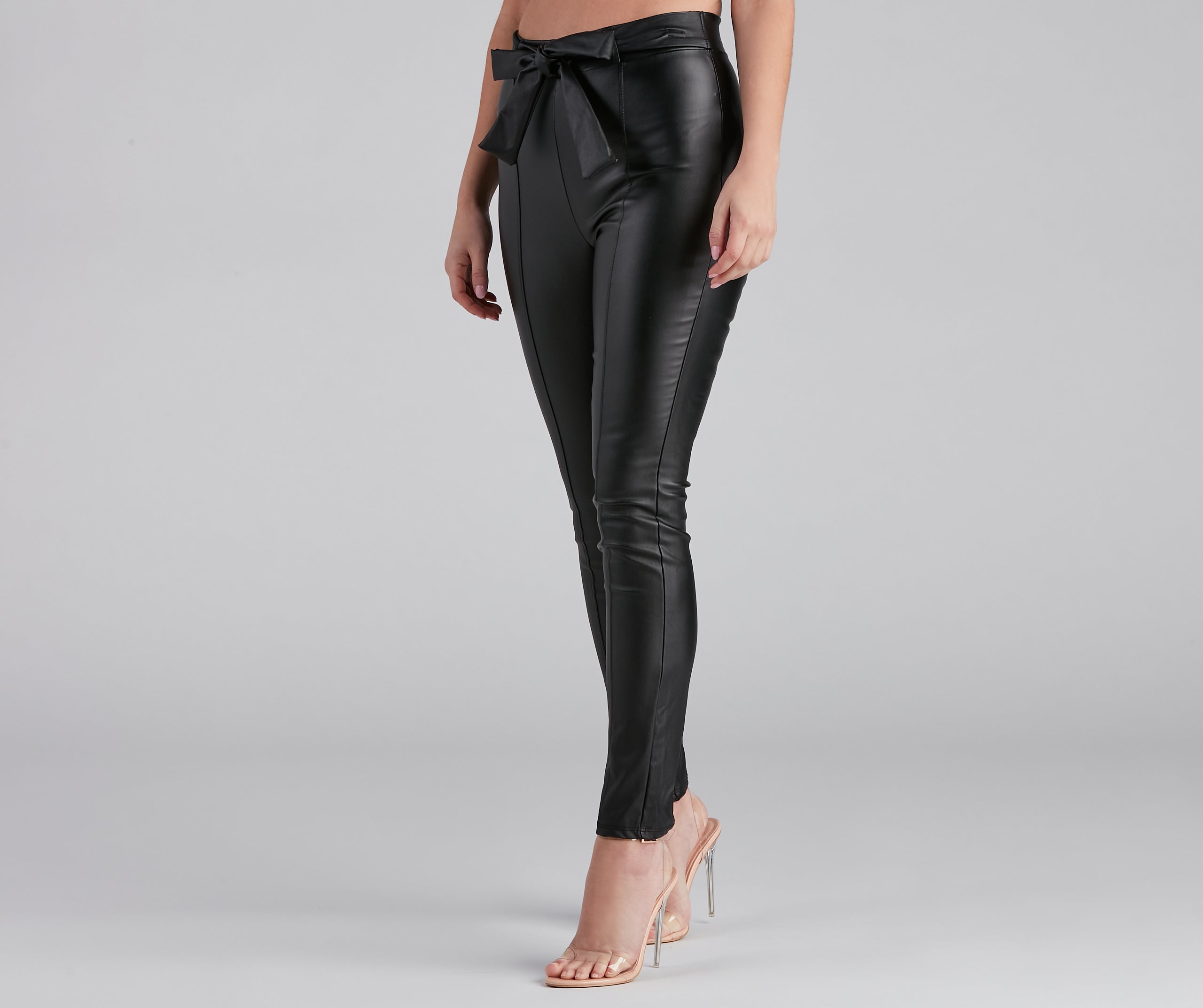 High Waist Faux Leather Skinny Pants