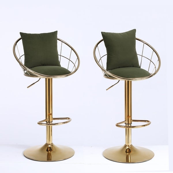 Set of 2 Adjustable Height Velvet Bar Chair Bar Stools