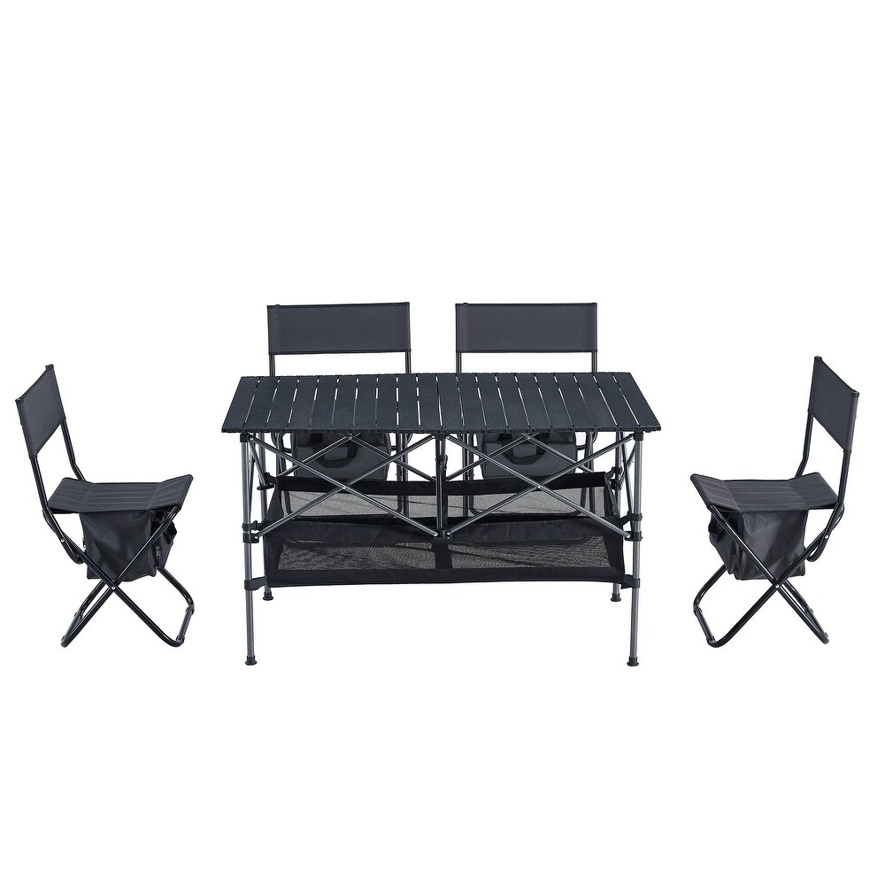 Aluminum Picnic Tables with 4 Oxford Cloth Chair