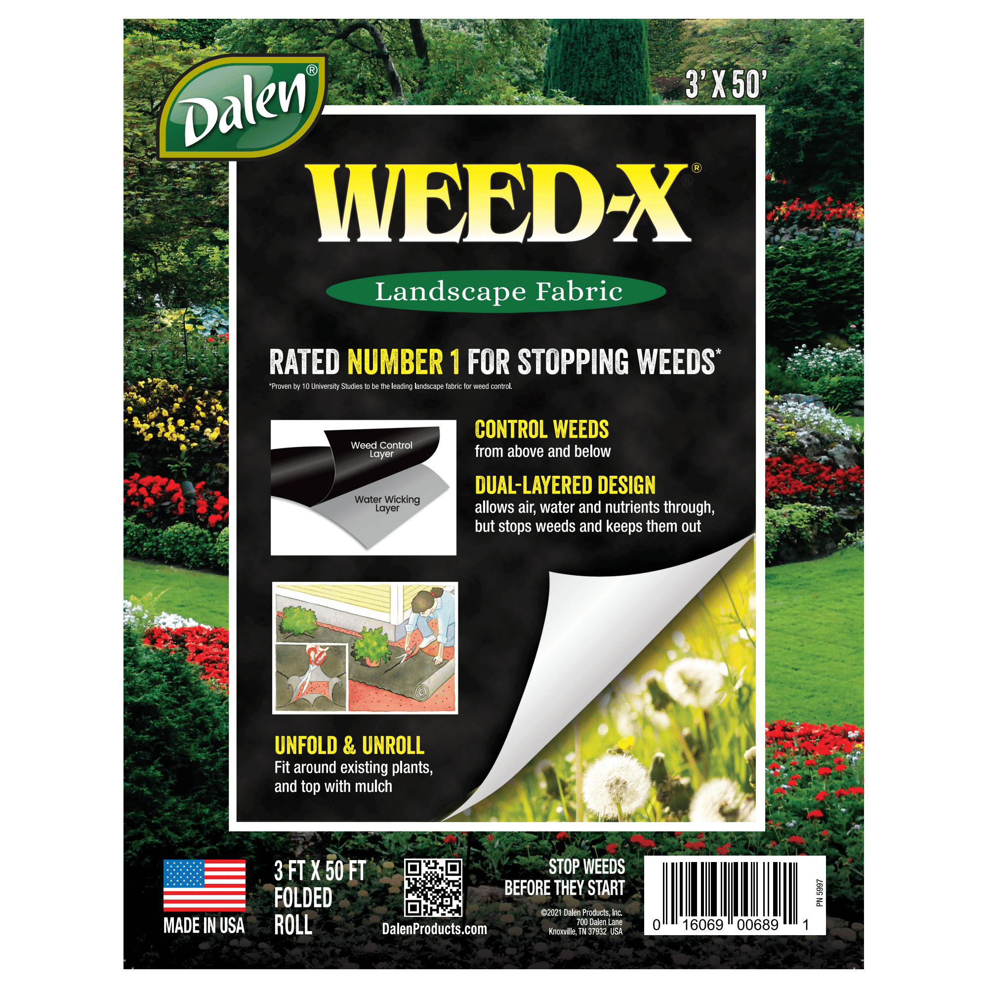 Dalen Weed-x Permanent and Chemical Free Weed Prevention & Control 3' Width x 50' Length