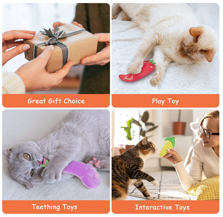 GreenJoy Catnip Toys for Cats - Plush Cat Chew Toys Teething Interactive for Kitten 5 PCS