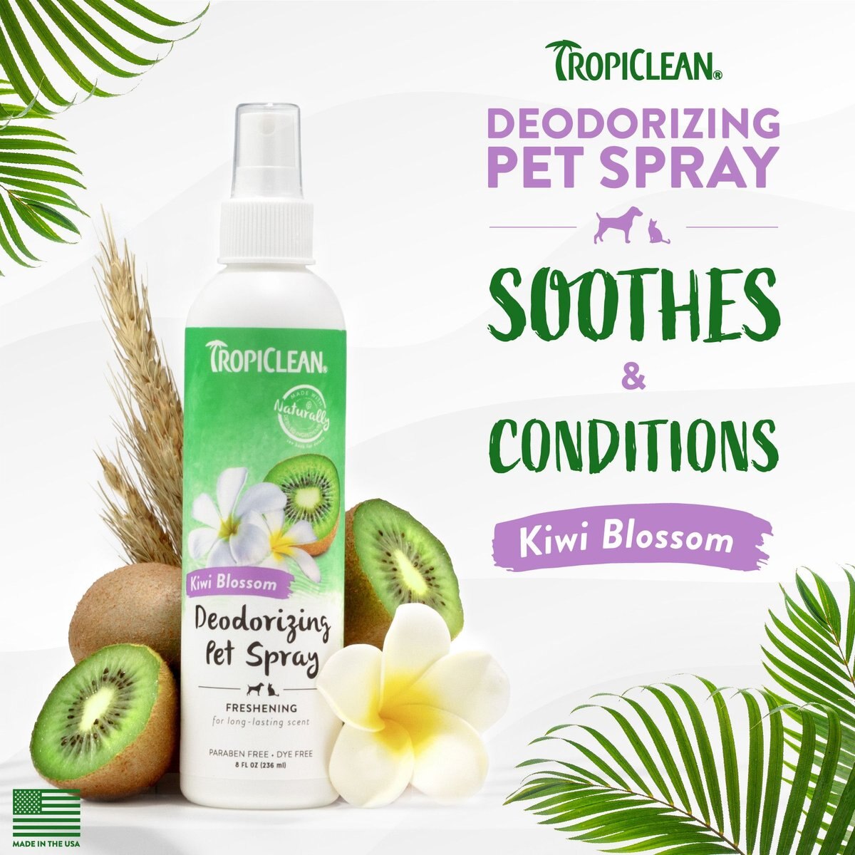 TropiClean Kiwi Blossom Deodorizing Dog Spray