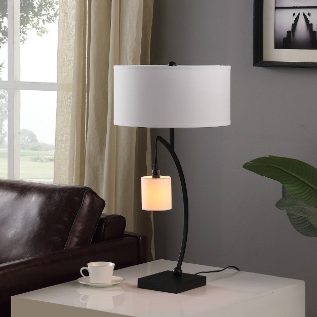 Contemporary Arc With Hanging Pendulum Metal Table Lamp Black Ore International