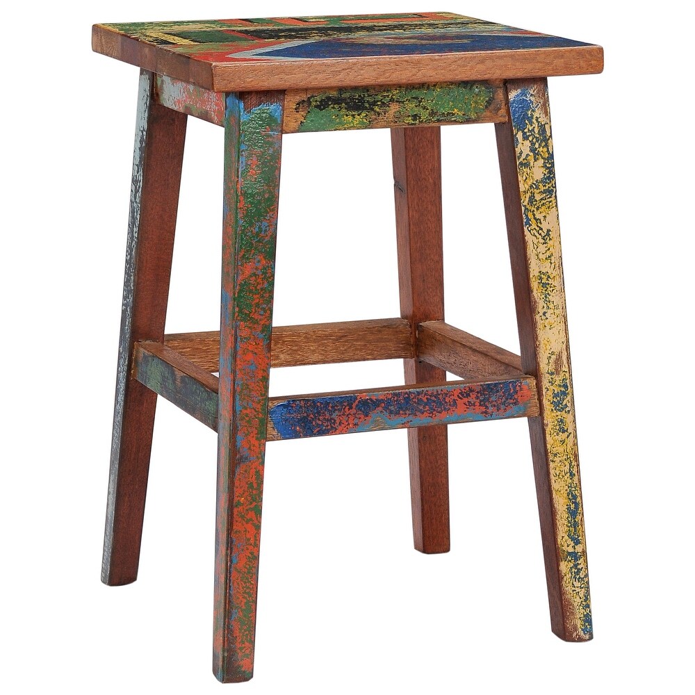 Marina Del Rey Square Recycled Teak Wood Boat Counter Stool