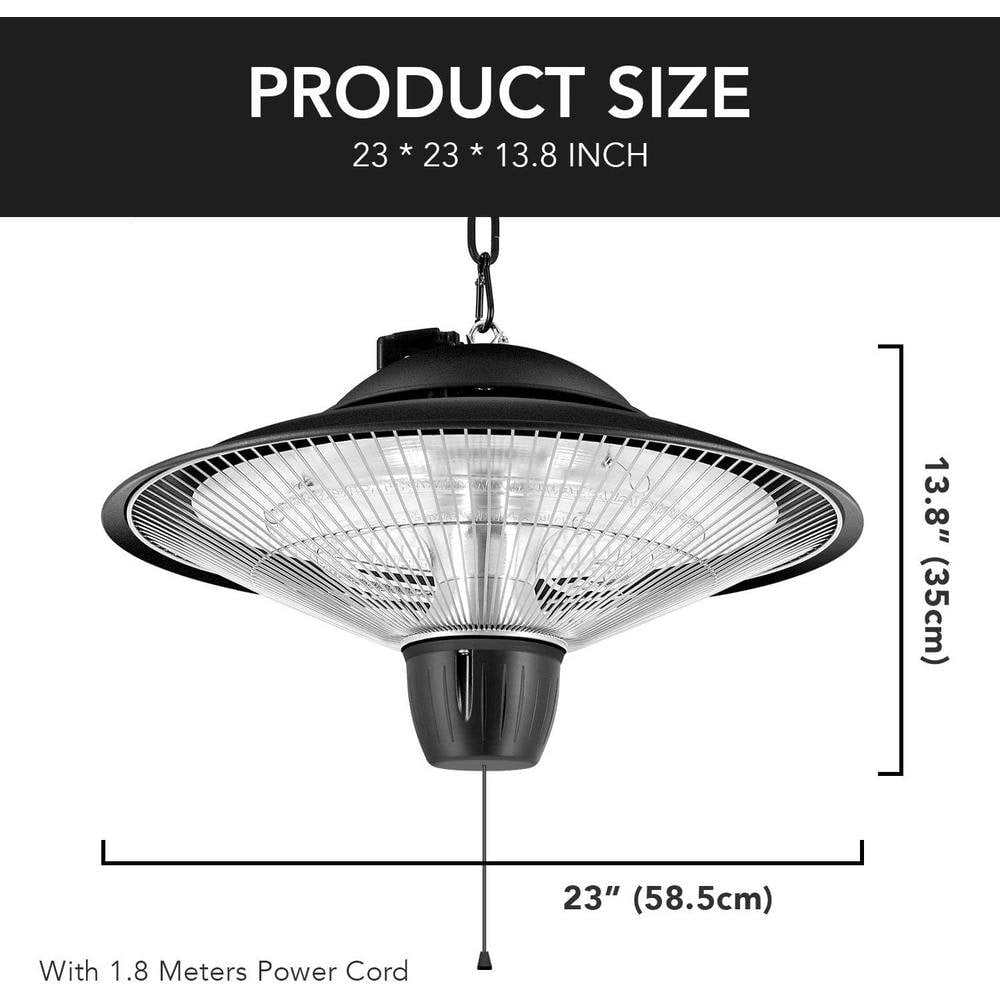 Afoxsos 600-Watt/1500-Watt Simple Deluxe Patio Portable Outdoor Heating with Overheat Protection, Ceiling-Mounted Heater HDMX1302