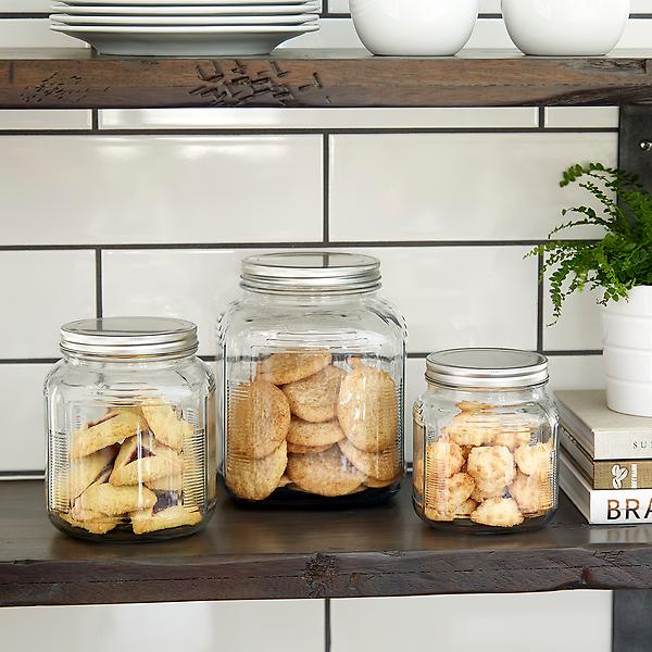 Anchor Hocking Glass Cracker Jars with Aluminum Lids