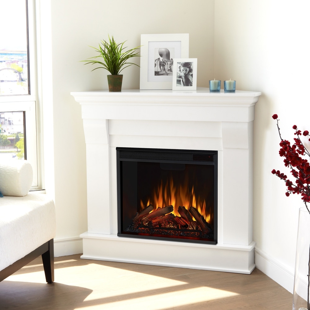 Chateau White Electric Corner Fireplace by Real Flame   41\