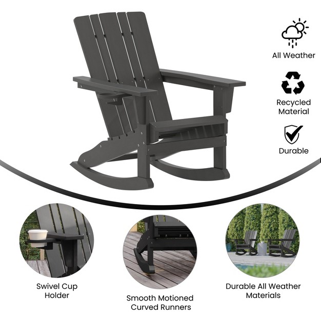 Merrick Lane Hdpe Adirondack Chair With Cup Holder And Pull Out Ottoman All weather Hdpe Indoor outdoor Chair