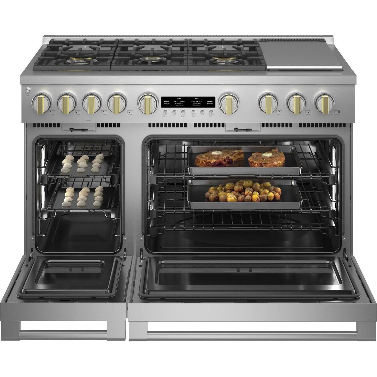 Monogram 48-inch Freestanding Dual-Fuel Range with True European Convection Technology ZDP486NDTSS