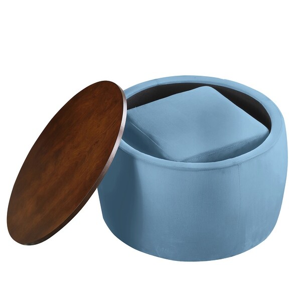 Round Ottoman Set with Storage (2 in 1 combination)