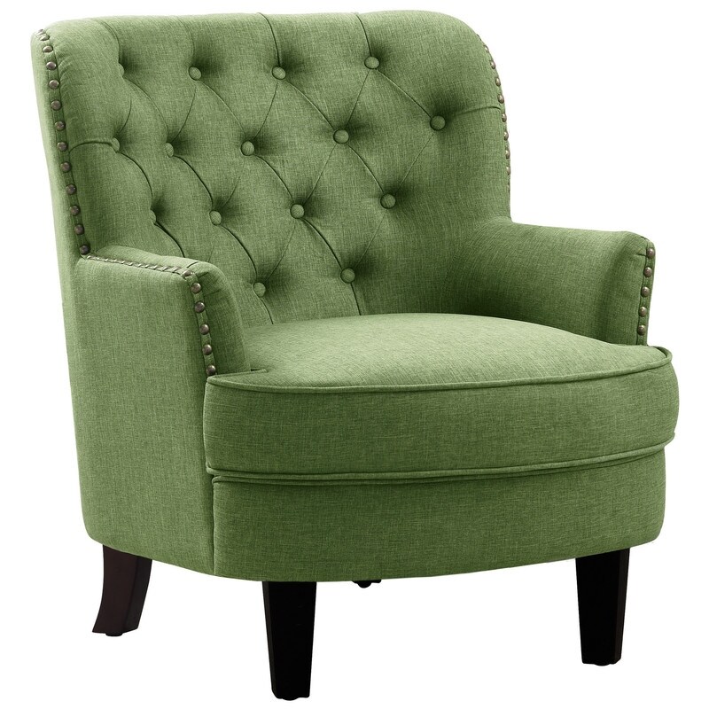 Moser Bay Mignon Velvet / Linen 30'' Wide Tufted Wingback Accent Chair