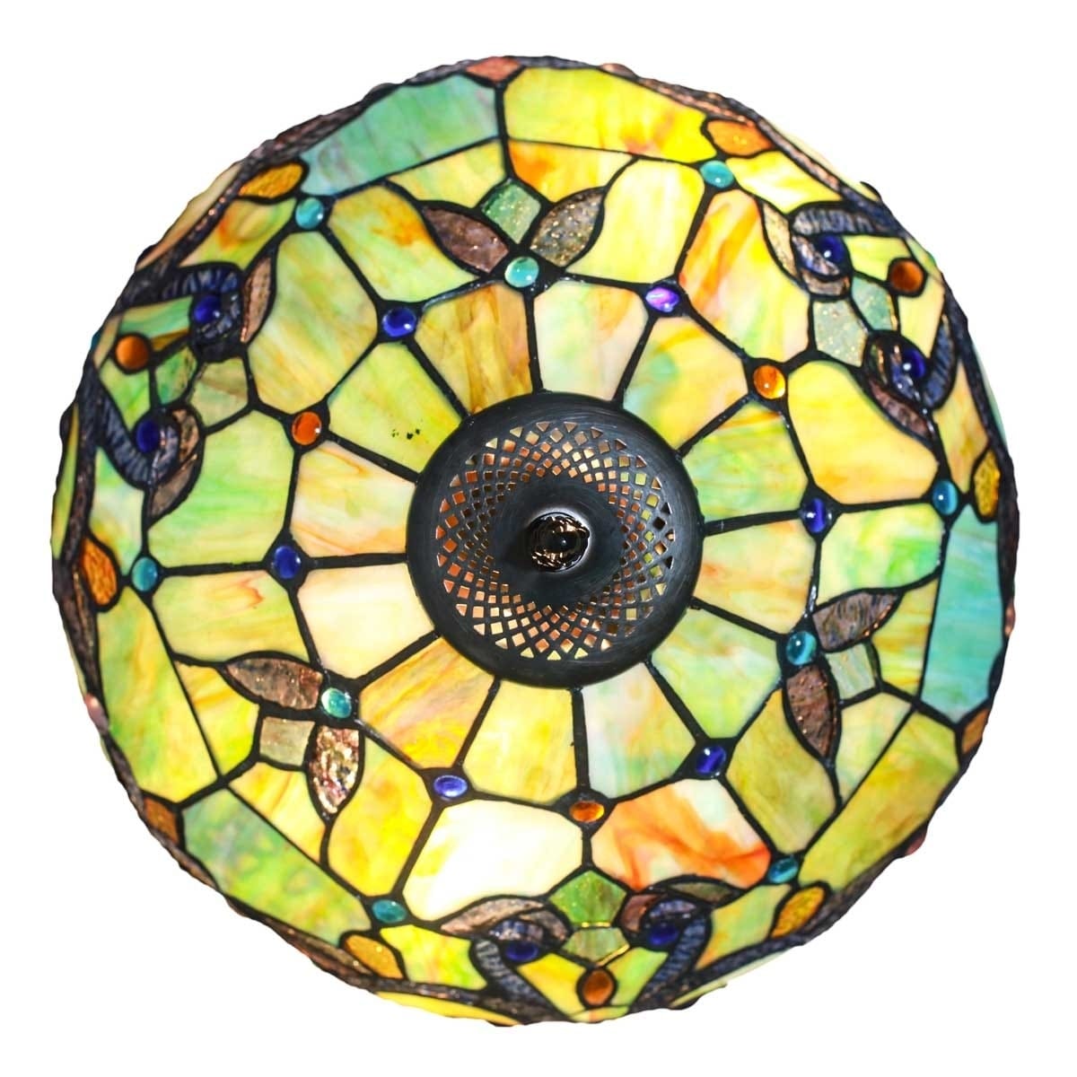 Gracewood Hollow  Khelladi 20"H Stained Glass Multicolored Magna Carta Table Lamp - 14"L x 14"W x 20"H