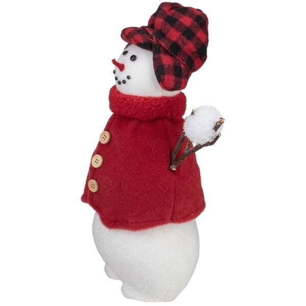 Snowman with Buffalo Plaid Hat Christmas Figure