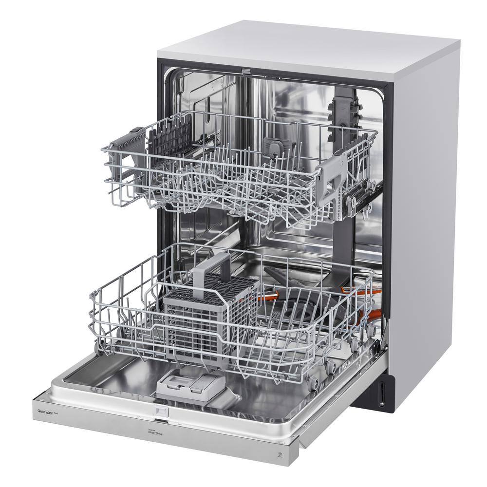 LG 24 in. Stainless Steel Front Control Built-In Dishwasher with Stainless Steel Tub Quadwash Dynamic Dry ADA 48 dBA ADFD5448AT