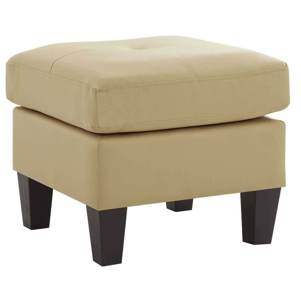 Small Faux Leather Square Ottoman