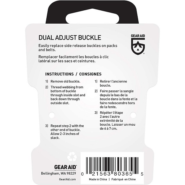 Gear Aid Dual Adjust No sew Replacement Buckle