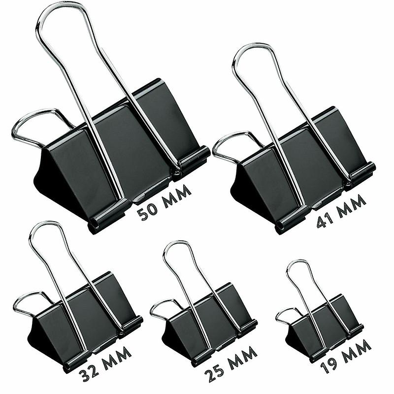 Black Metal Dovetail Paper Clip Paper Clip 19 25 32 41 51 Mm Foldback Binder Clips Black Grip