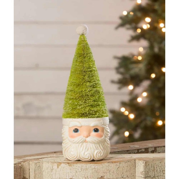 Bethany Lowe Bottle Brush Santa One Figurine 11 75 Inches Christmas Tl2365 Polyresin Green