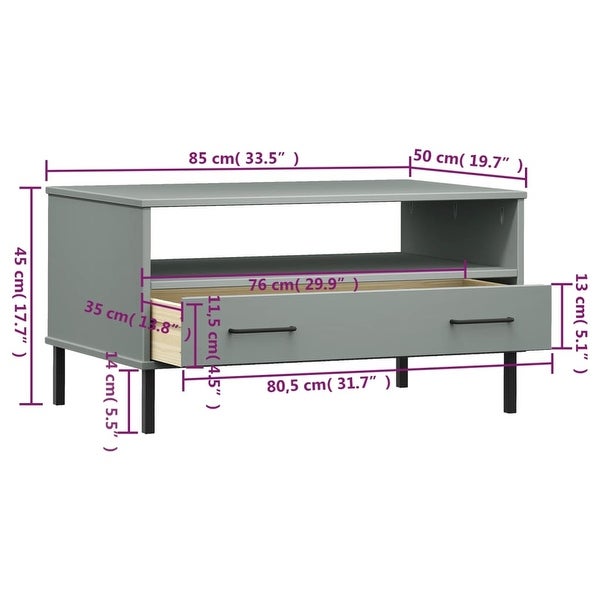 Coffee Table with Metal Legs Gray 33.5