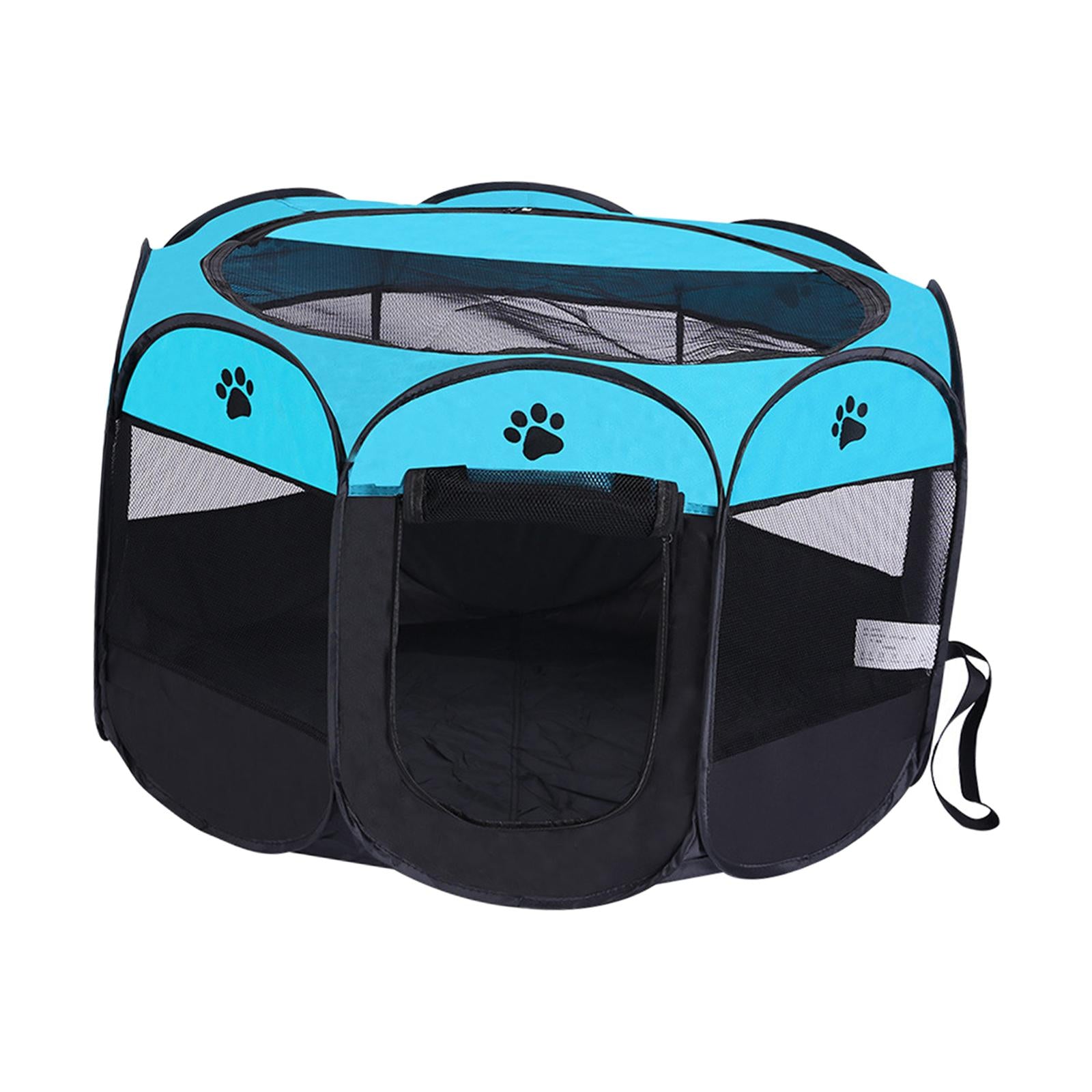 Lightweight Foldable Pet Playpen Soft Breathable Mesh Exercise Pen Kennel Oxford Fabric for Cat Indoor Outdoor Travel Camping Use Dog Black