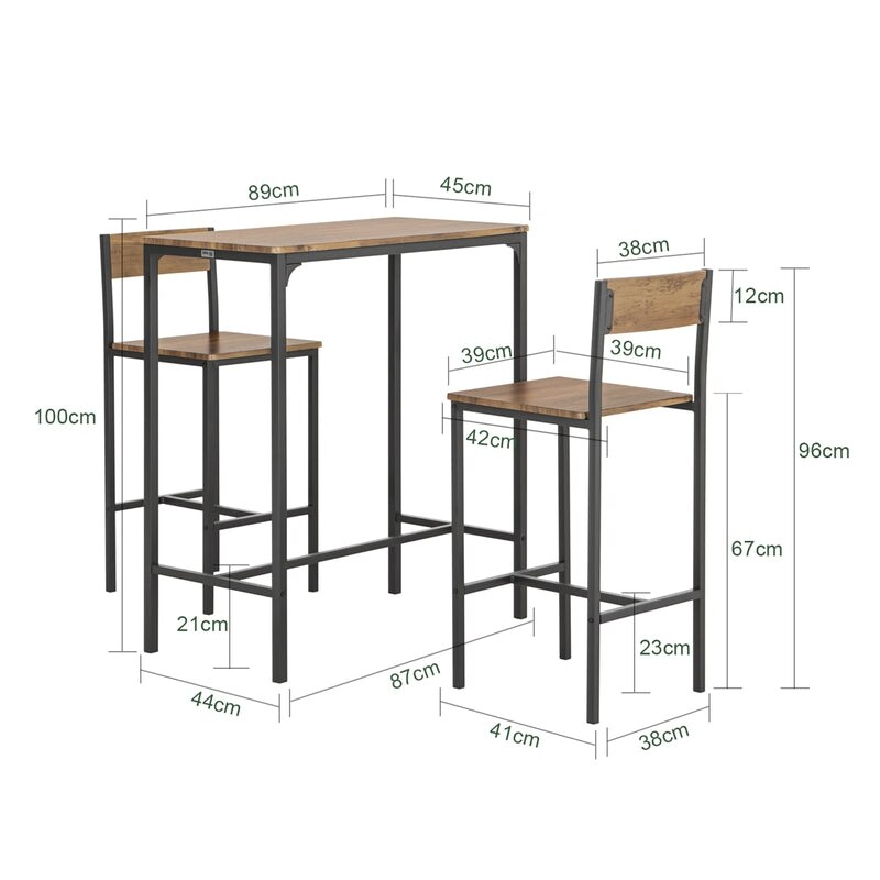 SoBuy OGT03 XL  Bar Set 1 Bar Table And 2 Stools  3 Pieces Home Kitchen Dining Set