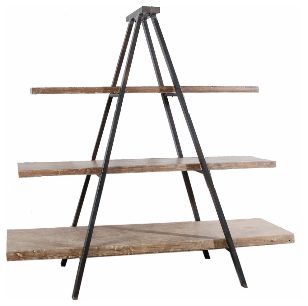 Rustically Charmed 3 Tier Ramsden Bookshelf   Industrial   Bookcases   by Benzara  Woodland Imprts  The Urban Port  Houzz