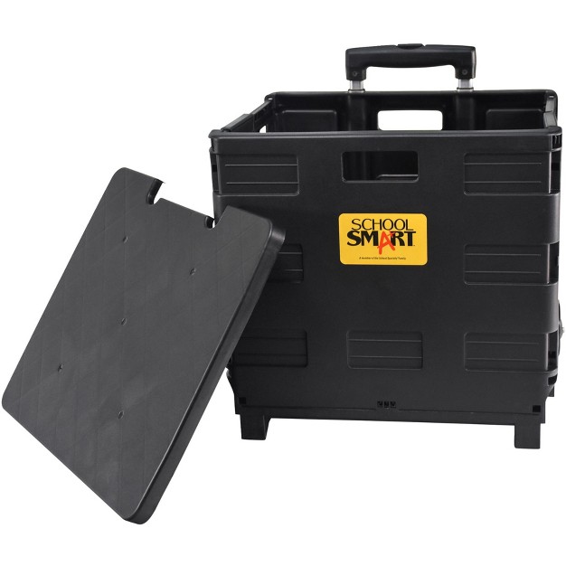 School Smart Folding Storage Cart On Wheels Medium 13 7 8 X 11 X 12 Inches Black