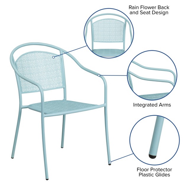 Emma And Oliver Commercial Grade 5 Pack Indoor outdoor Steel Patio Arm Chair With Round Back