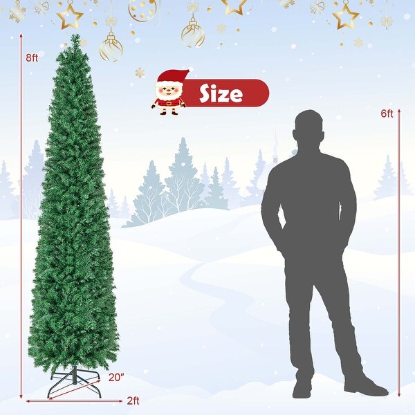 Costway 5/6/7/8 FT PreLit Artificial Xmas Tree with Colorful Fiber