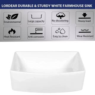 White Fireclay Ceramic 30 in. Single Bowl Farmhouse Apron Front Porcelain Arch Edge Kitchen Sink EC-KS3019-8241