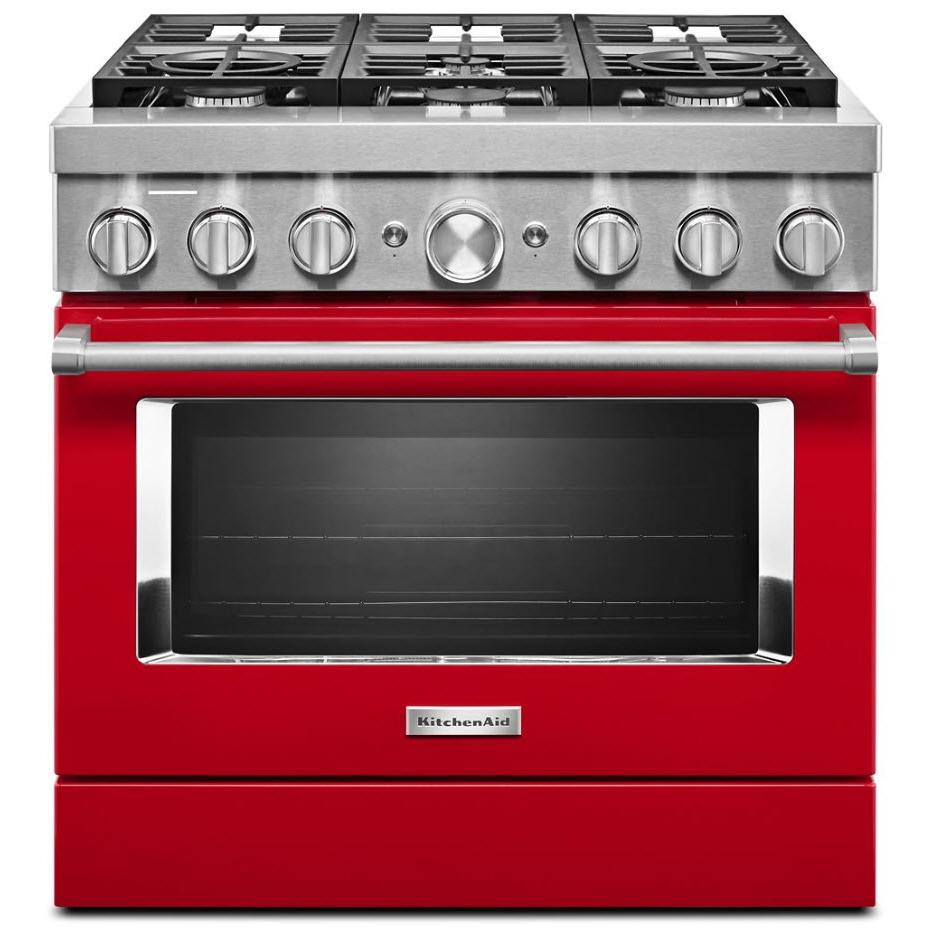 KitchenAid 36-inch Freestanding Dual Fuel Range with Even-Heat? True Convection KFDC506JPA