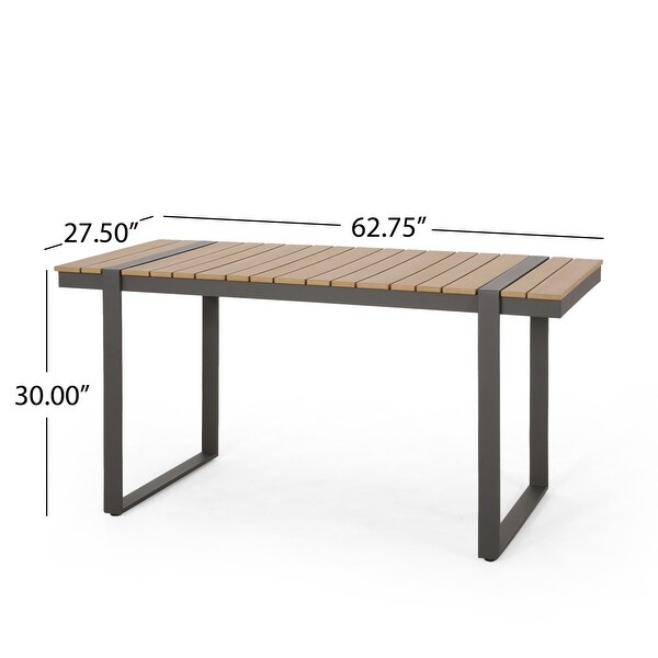 Outdoor Dining Table with Woodlike Tabletop，Lightweight and Stable Aluminum Sled Frame