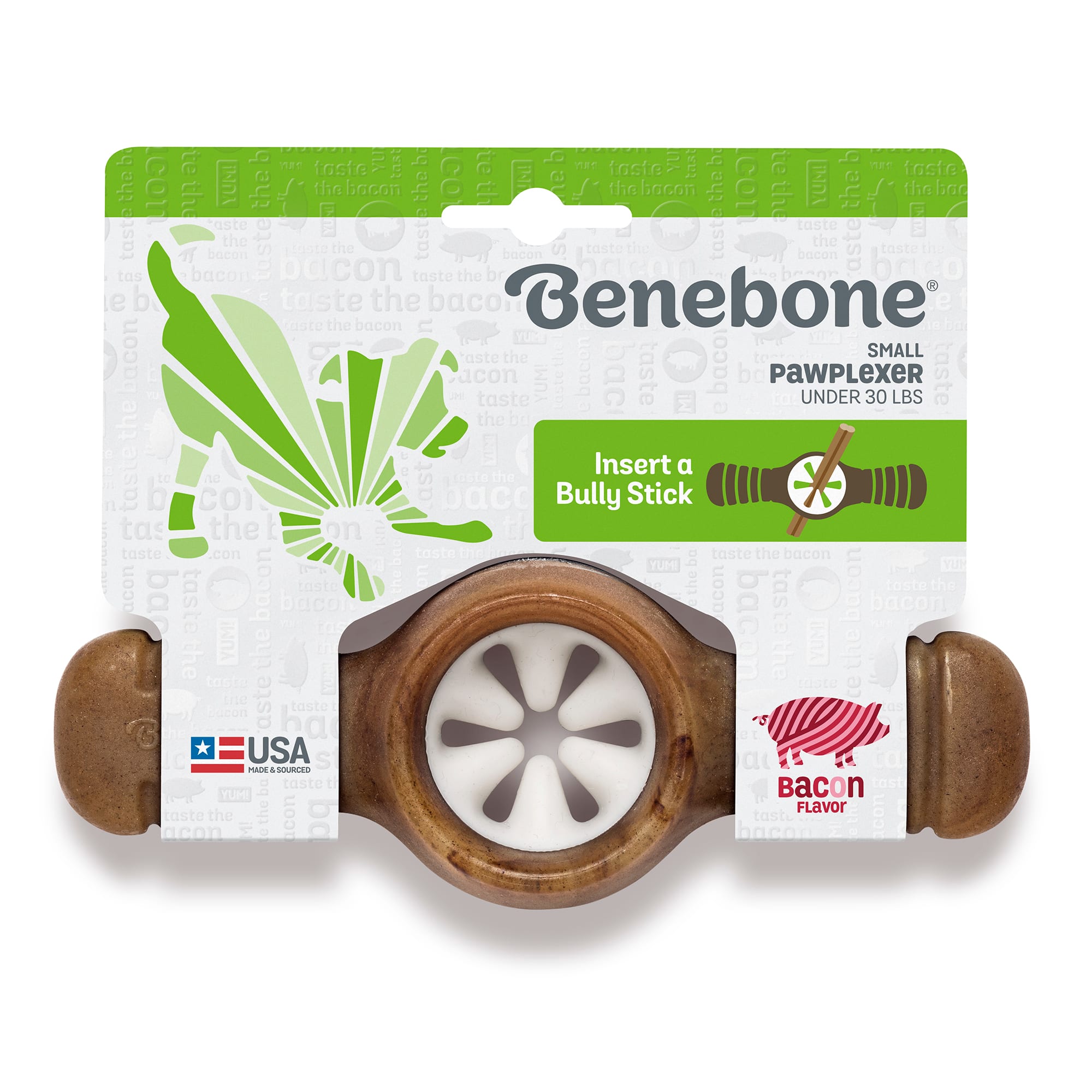 Benebone Bacon Flavored Pawplexer Chew Toy For Dog， Small