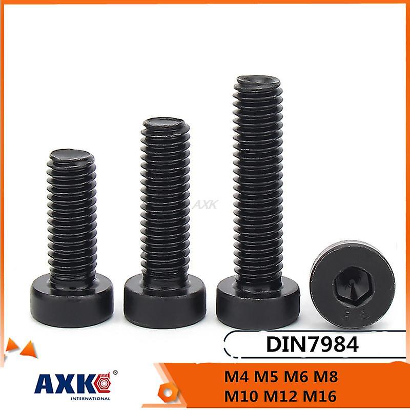 1/50pc M4 M5 M6 M8 M10 M12 M16 Grade 8.8 Steel Black Din7984 Hex Hexagon Socket Thin Low Short Profile Head Allen Cap Screw Bolt