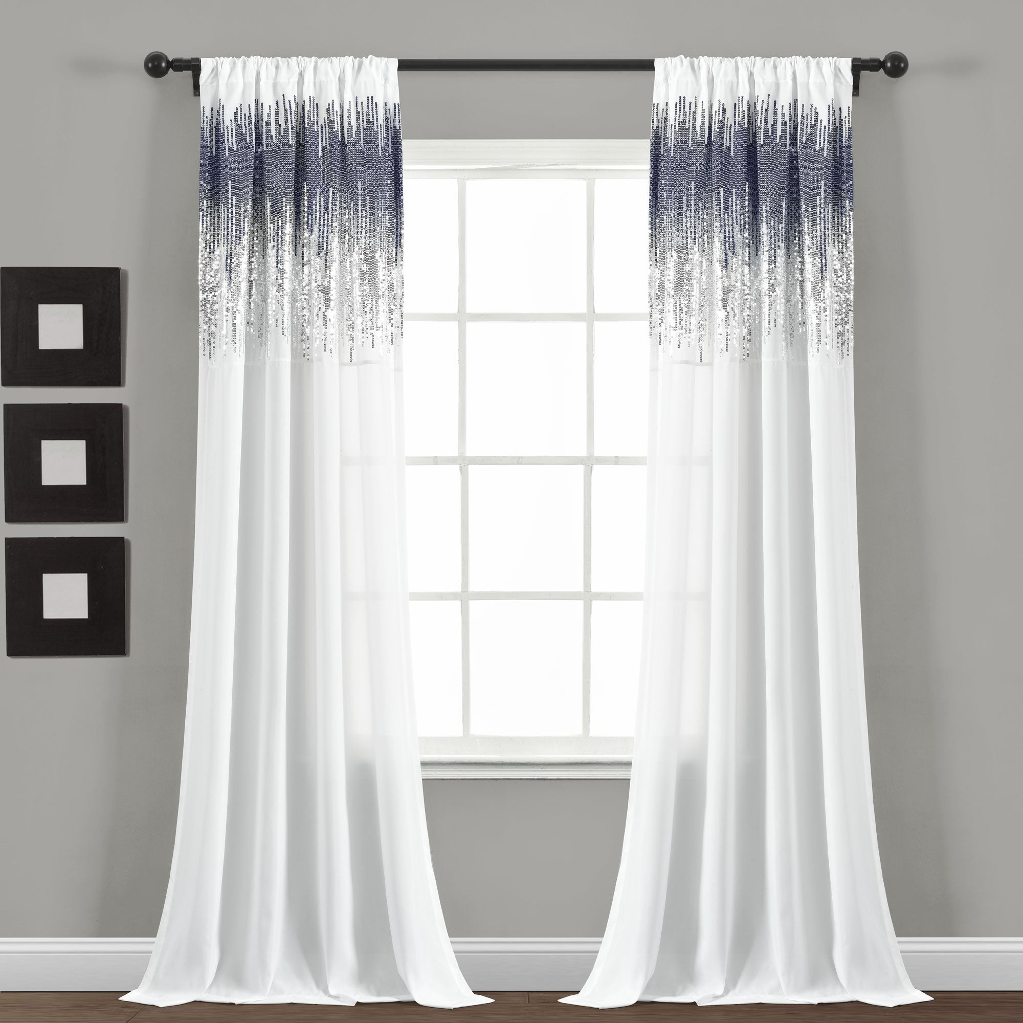 Shimmer Sequins Window Curtain Panel Set