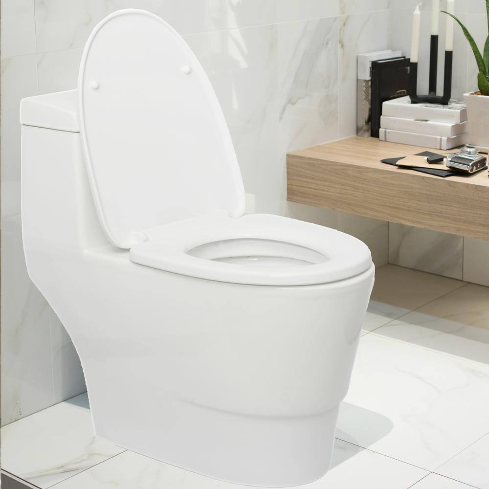 FINE FIXTURES Atlantis 12 in. Rough-In 1-Piece 11.6 GPF Dual Flush Elongated Toilet in White Seat Included MOTB12W