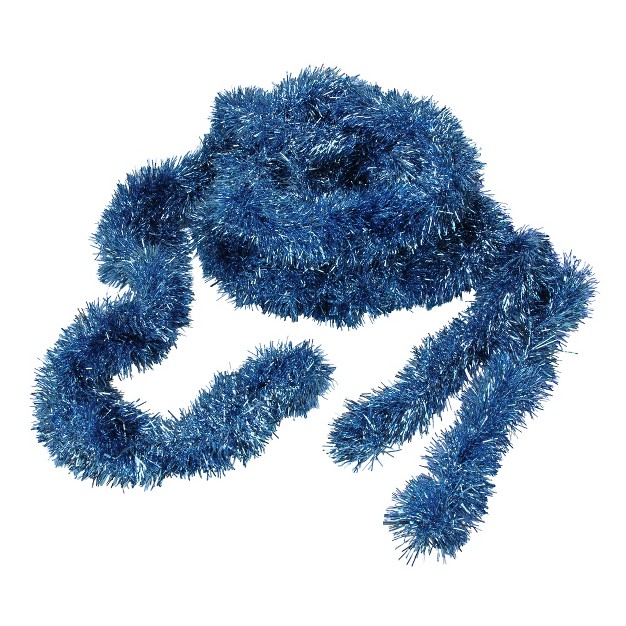 Unlit Shiny Sky Blue Foil Tinsel Christmas Garland