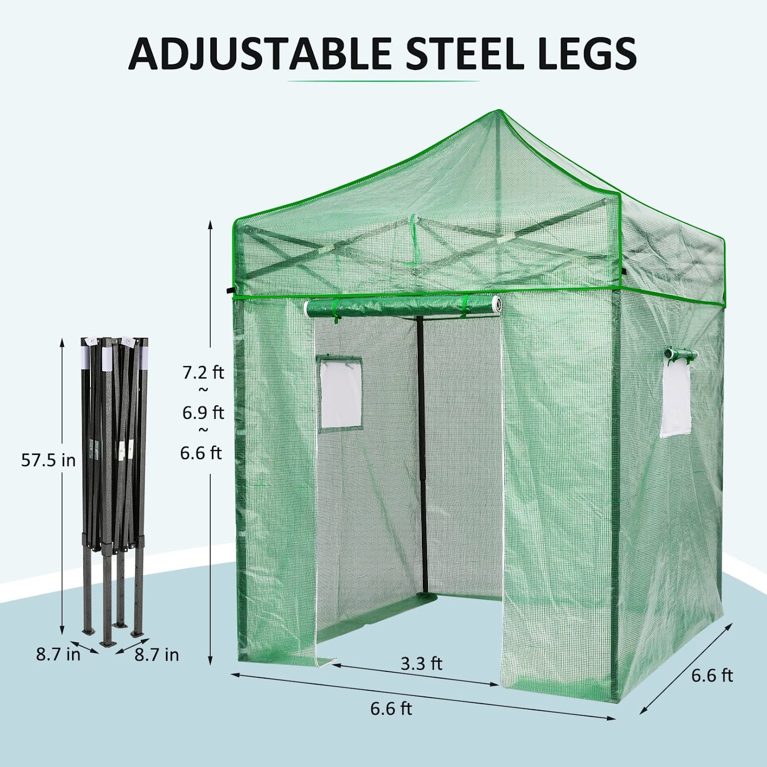 Likein Green House for Outdoors Heavy Duty, Walk in Pop up Greenhouse, 6.6x6.6FT