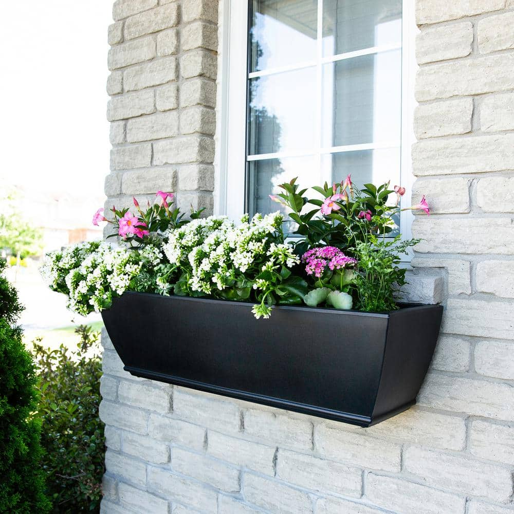 Mayne Acadia 36 in. x 11 in. Self-Watering Black Polyethylene Window Box 5917-B