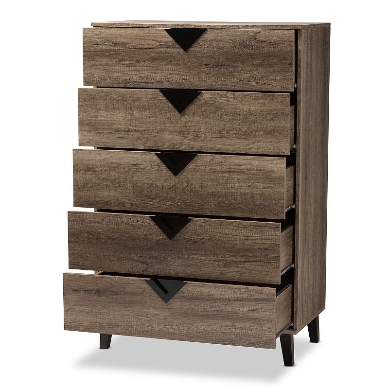 Baxton Studio Modern Brown 5-Drawer Chest