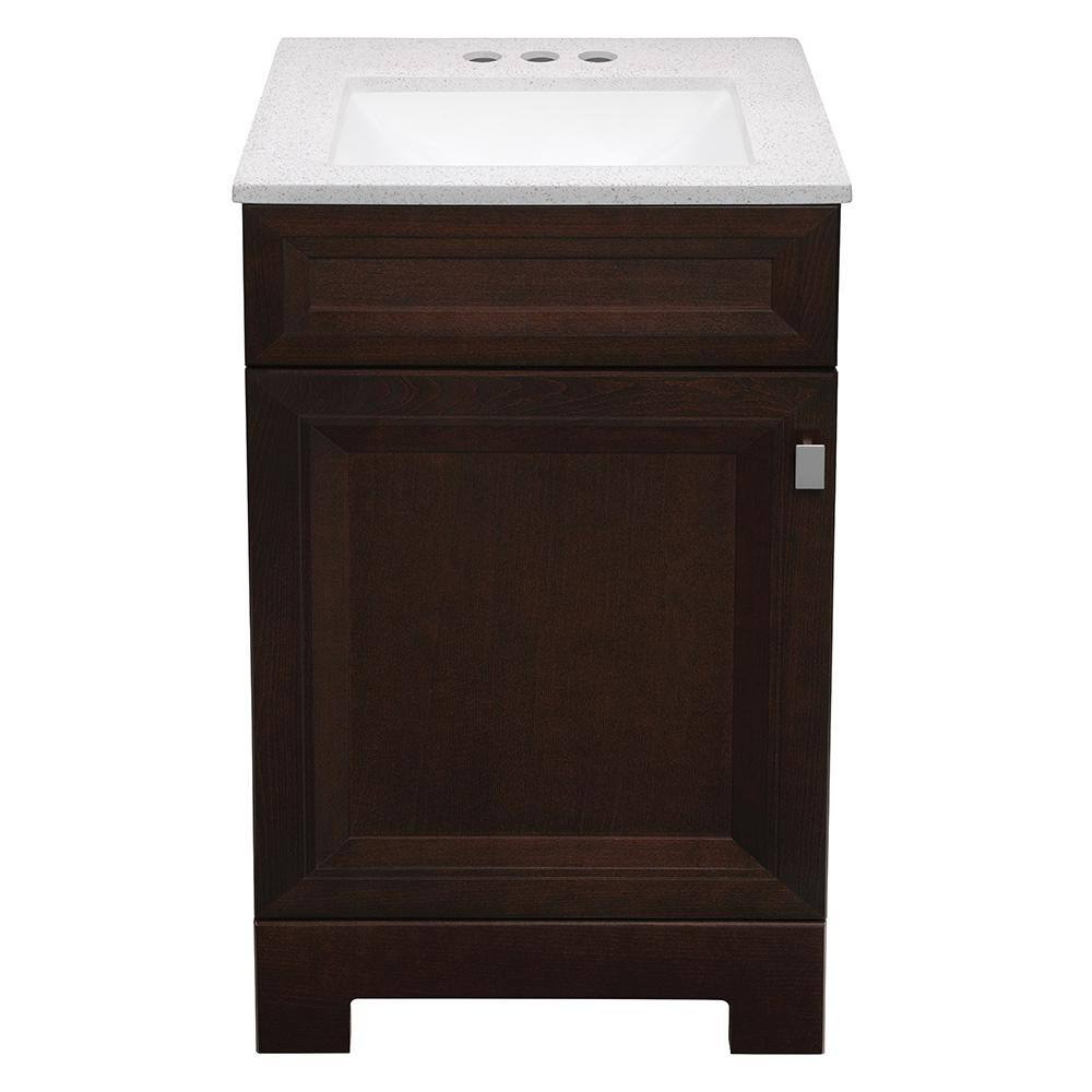 Home Decorators Collection Sedgewood 18.5 in. W Configurable Bath Vanity in Cognac with Solid Surface Top in Arctic with White Sink PPLNKDCG18