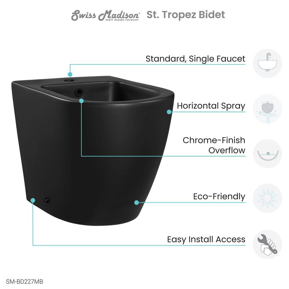 Swiss Madison St. Tropez Elongated Bidet in Matte Black SM-BD227MB