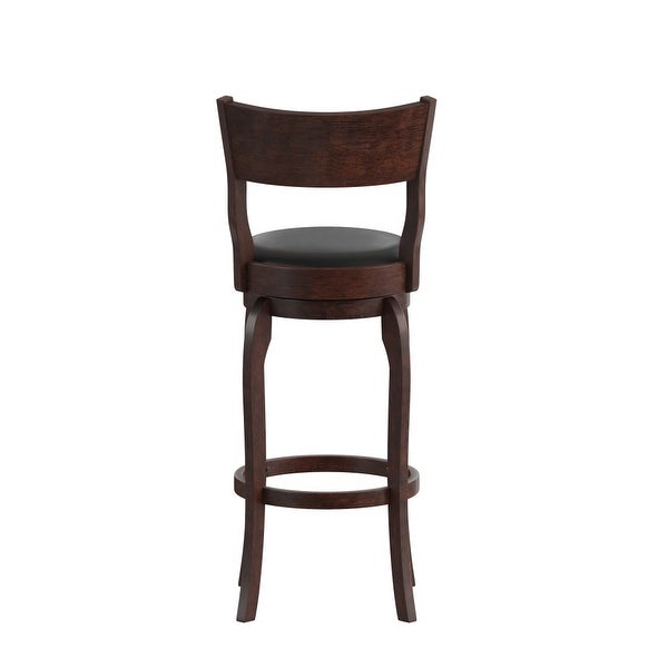 Classic Wooden Bar Stool with Bowed Frame and Upholstered Seat