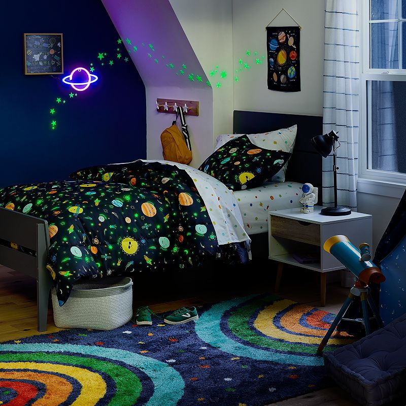 The Big One Kids? Diego Solar System Glow In The Dark Reversible Comforter Set with Shams