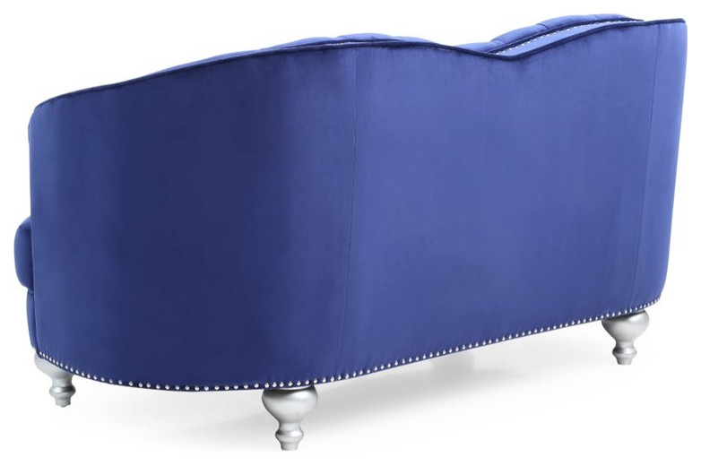 Glory Furniture Jewel Velvet Loveseat in Blue   Traditional   Loveseats   by Homesquare  Houzz