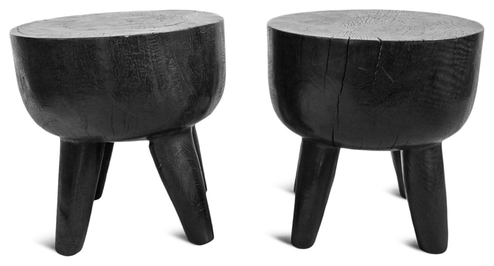 Ebony 4 Leg Side Table Stool   Rustic   Side Tables And End Tables   by Design Mix Furniture  Houzz