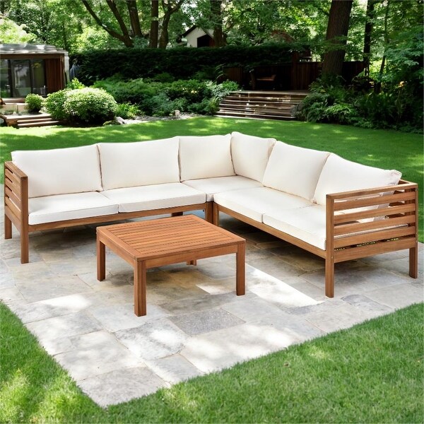 GO Wood Structure Outdoor Sofa Set Complete Patio Set，Highquality Cushions