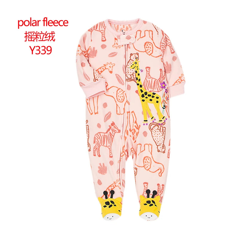 Docinmom 2023 Baby Warm Clothes Fleece Romper Cartoon Fox Unicorn Dinosaur Sleepwear New Born Bebe Clothing Jumpsuit Coverall