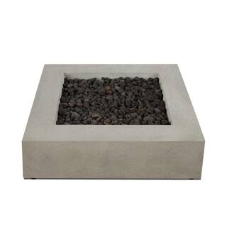 JENSEN CO Brookhurst 42 in. L X 12 in. H Outdoor GFRC Liquid Propane Fire Pit in Flint with Lava Rocks 1592LP-FLNT